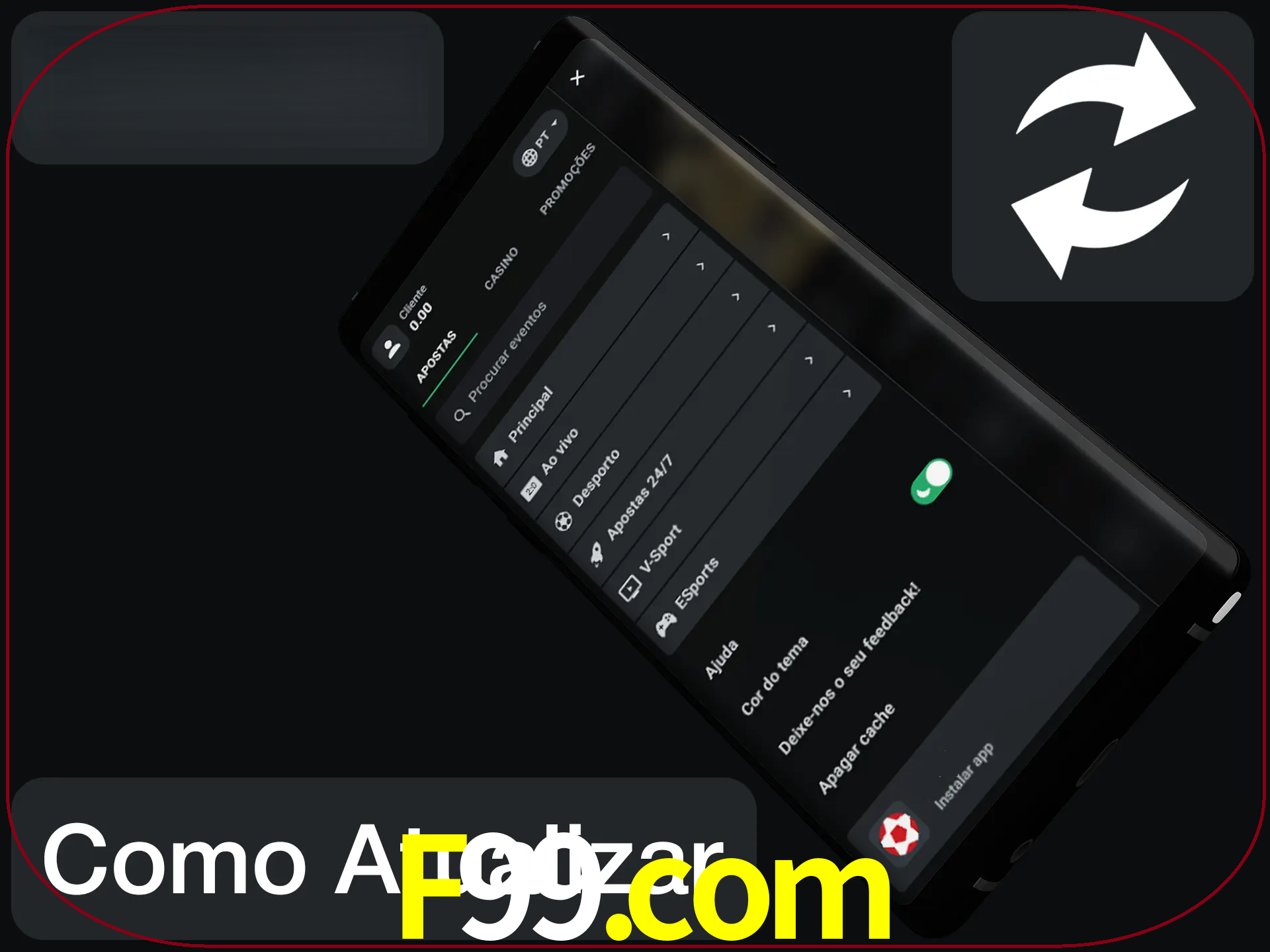 O aplicativo é atualizado automaticamente quando você faz o login.