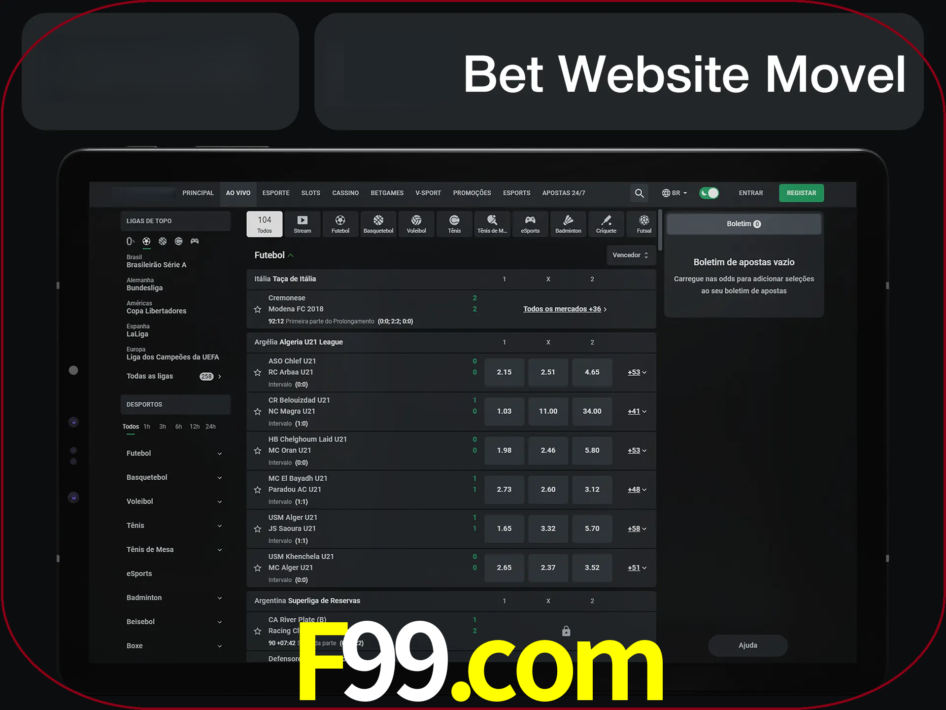 Use nosso website em qualquer dispositivo.